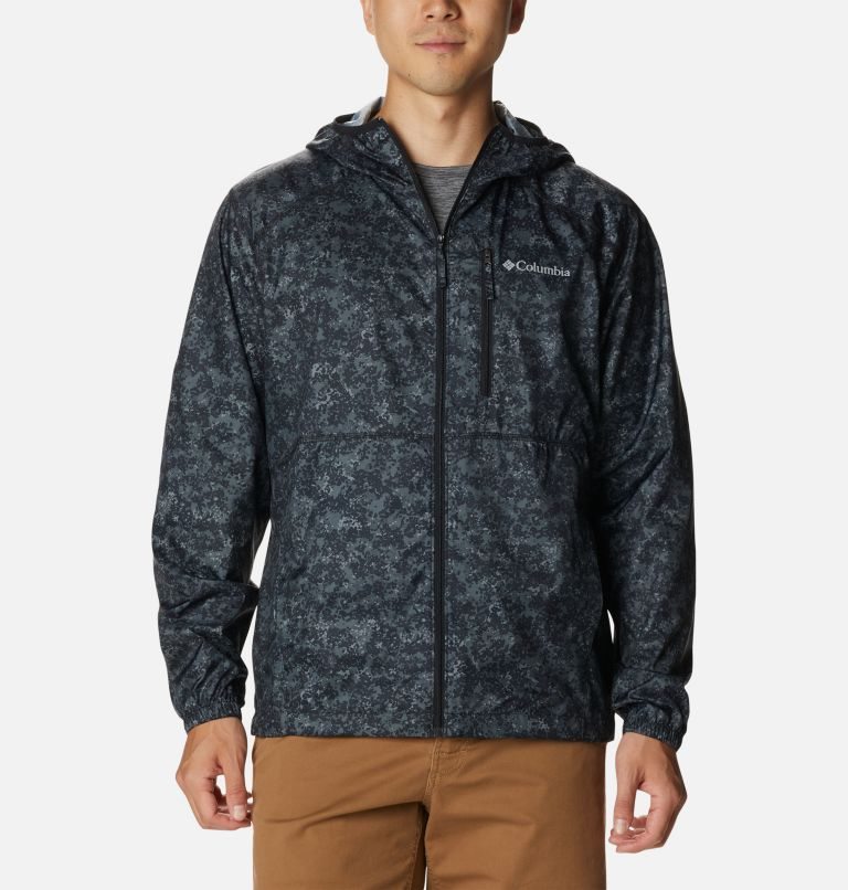 Men's Columbia Flash Forward Windbreaker Print Jackets Black | CA-JA504