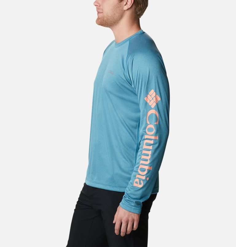 Men's Columbia Fork Stream Heather Long Sleeve Sweatshirts Turquoise | CA-IL834