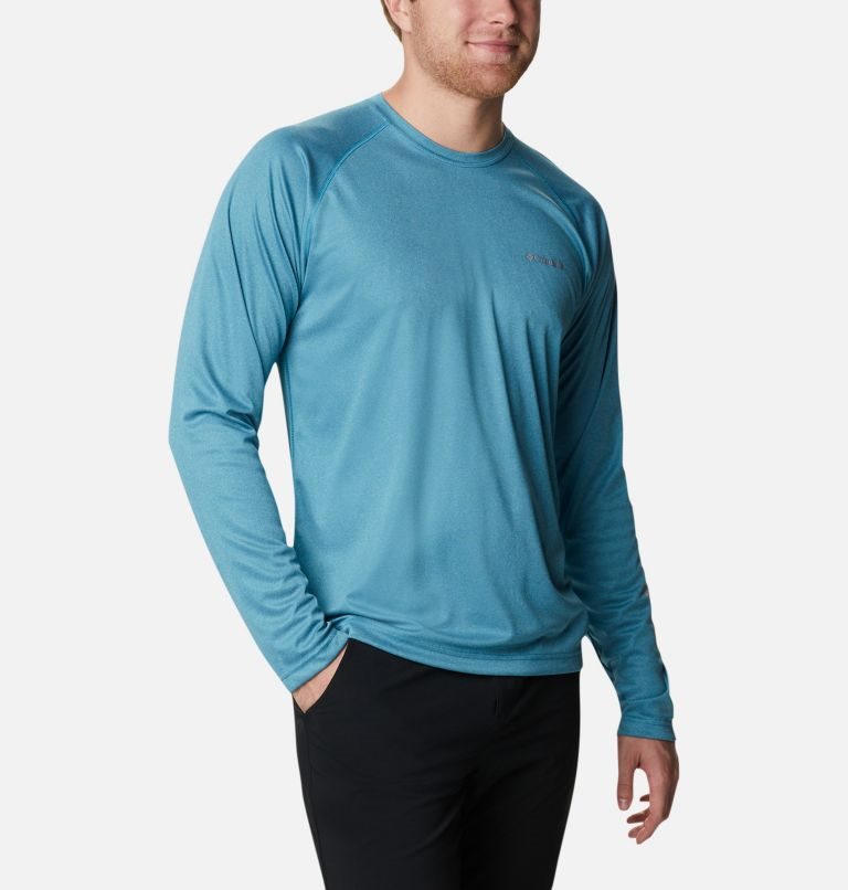Men's Columbia Fork Stream Heather Long Sleeve Sweatshirts Turquoise | CA-IL834