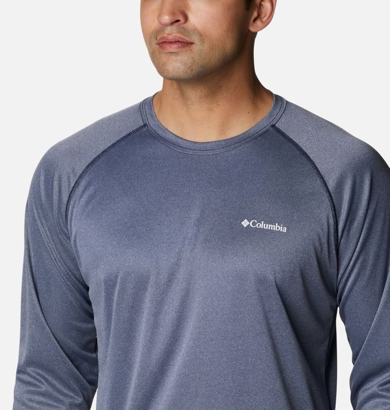 Men's Columbia Fork Stream Heather Long Sleeve Sweatshirts Navy | CA-Y3A50