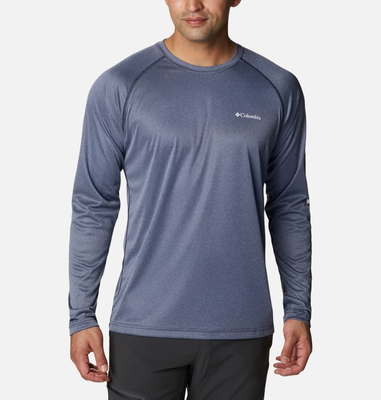 Men\'s Columbia Fork Stream Heather Long Sleeve Sweatshirts Navy | CA-Y3A50
