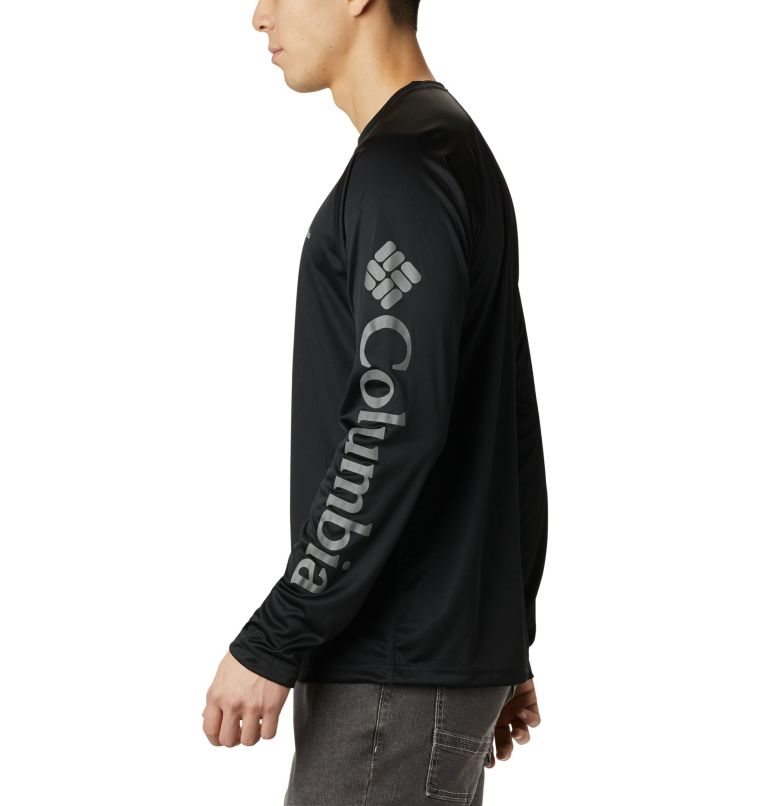 Men's Columbia Fork Stream Long Sleeve Sweatshirts Black | CA-E0A58