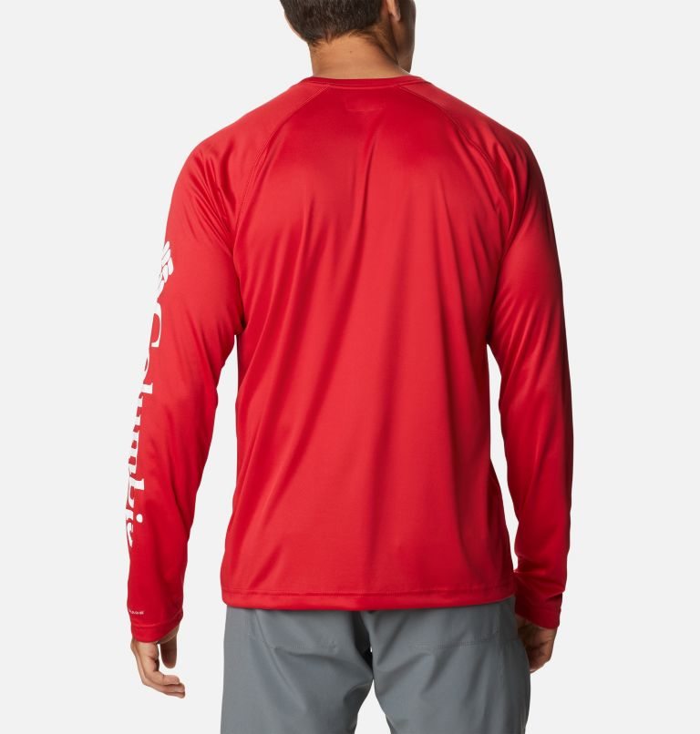 Men's Columbia Fork Stream Long Sleeve Sweatshirts Red | CA-G0A41
