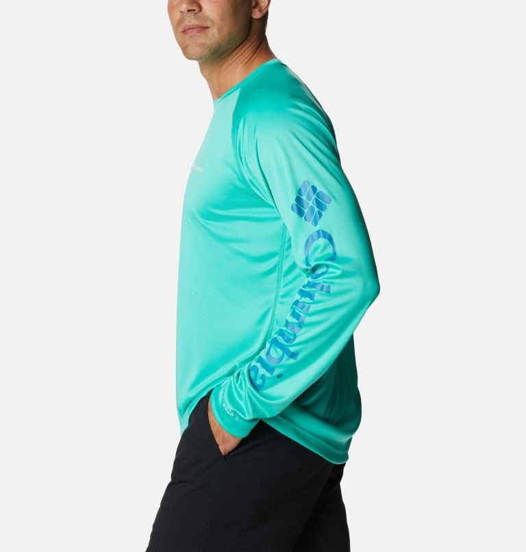 Men's Columbia Fork Stream Long Sleeve Sweatshirts Turquoise | CA-V64C0