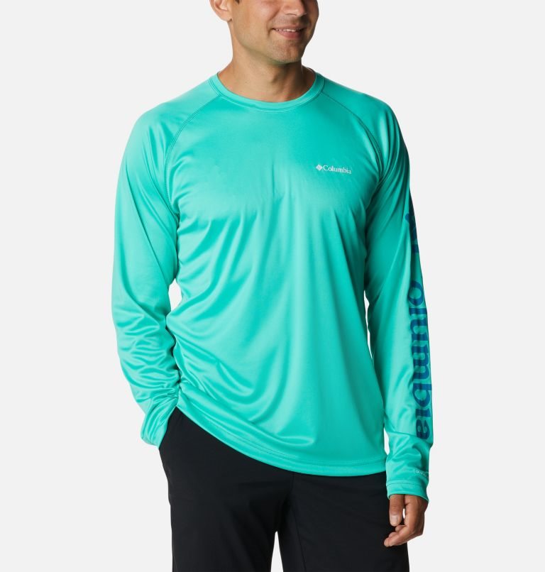 Men's Columbia Fork Stream Long Sleeve Sweatshirts Turquoise | CA-V64C0