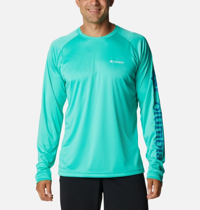 Men\'s Columbia Fork Stream Long Sleeve Sweatshirts Turquoise | CA-V64C0