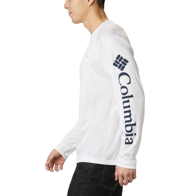 Men's Columbia Fork Stream Long Sleeve Sweatshirts White | CA-XA613