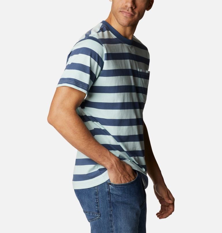 Men's Columbia Glendoveer Pocket T Shirts Stripe | CA-D364C