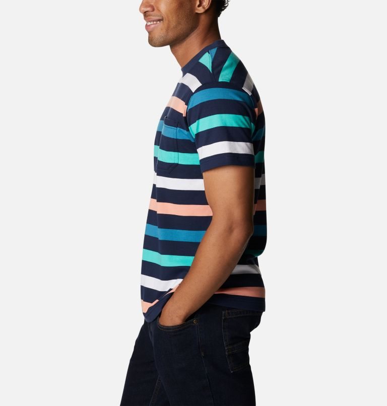 Men's Columbia Glendoveer Pocket T Shirts Stripe | CA-K541A