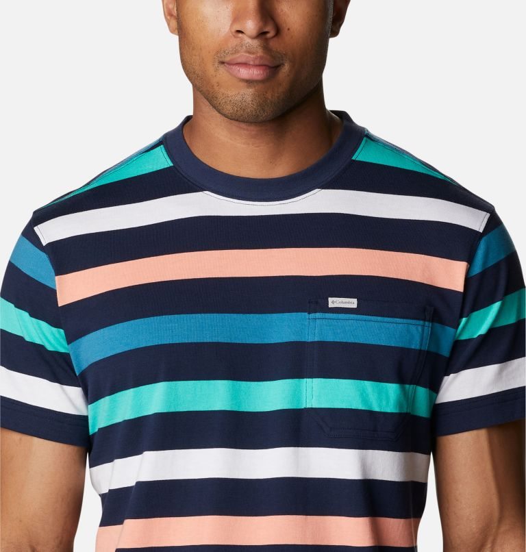Men's Columbia Glendoveer Pocket T Shirts Stripe | CA-K541A