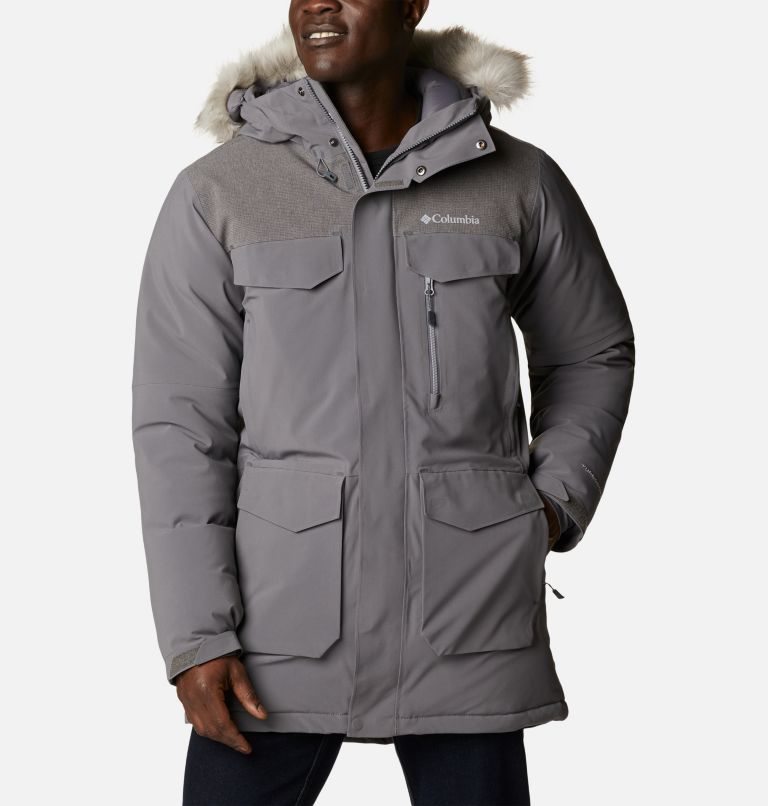 Men\'s Columbia Great Bend 780 TurboDown Parka Jackets Dark Grey | CA-KC164