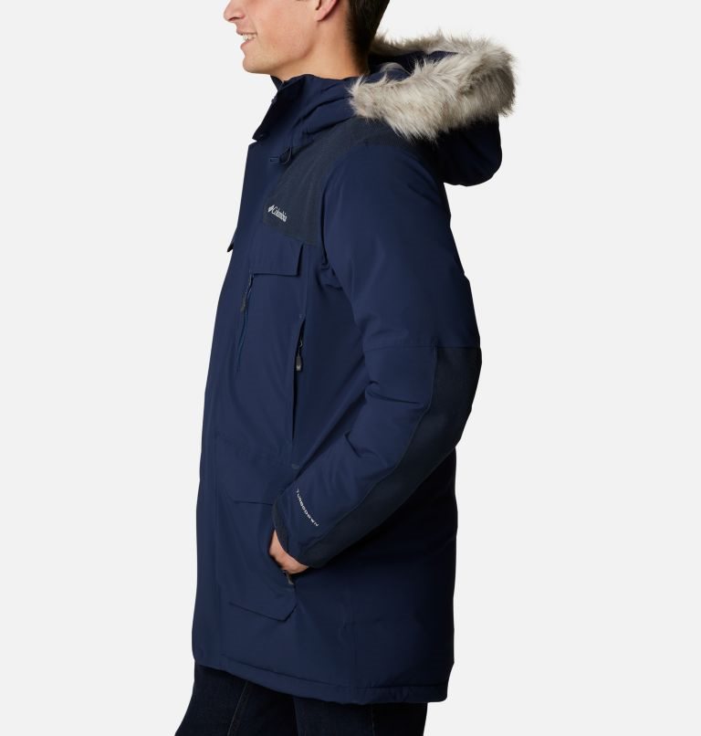 Men's Columbia Great Bend 780 TurboDown Parka Jackets Navy | CA-RC18L