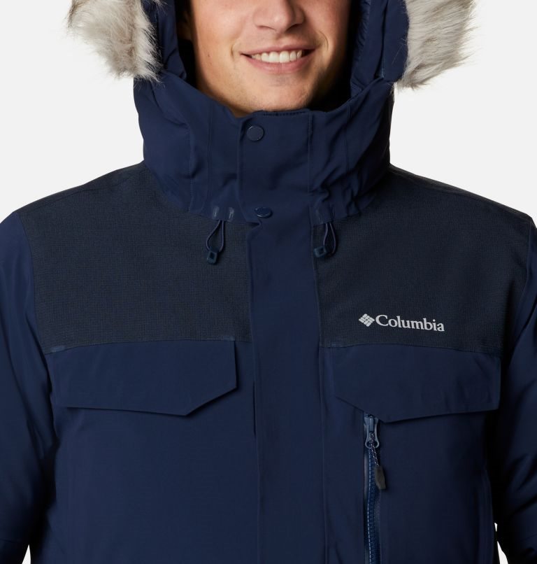 Men's Columbia Great Bend 780 TurboDown Parka Jackets Navy | CA-RC18L