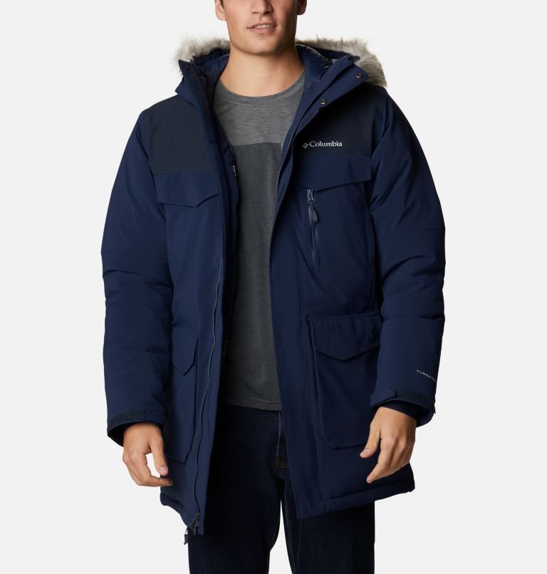 Men\'s Columbia Great Bend 780 TurboDown Parka Jackets Navy | CA-RC18L