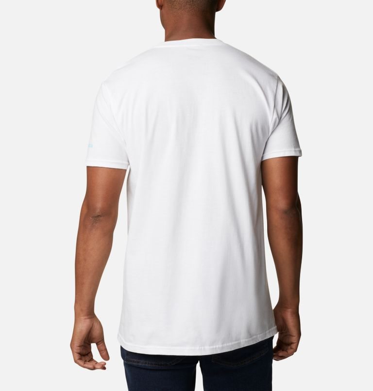 Men's Columbia Happy Graphic T Shirts White | CA-NLC38