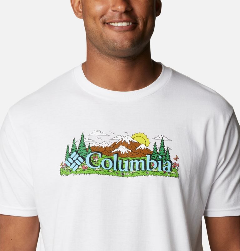 Men's Columbia Happy Graphic T Shirts White | CA-NLC38