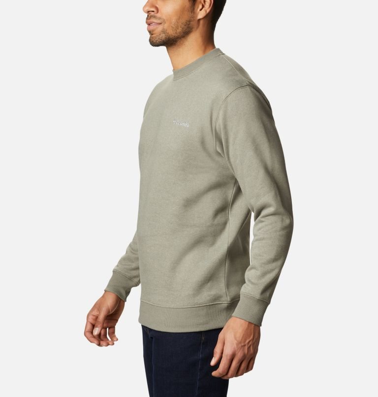 Men's Columbia Hart Mountain II Crew Sweatshirts Olive | CA-M6A85