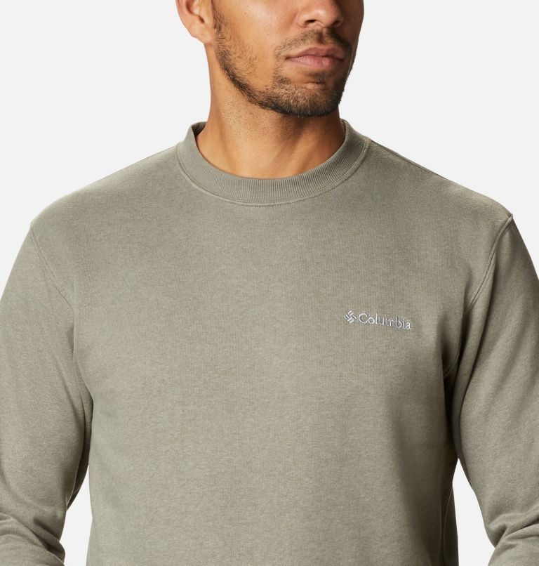 Men's Columbia Hart Mountain II Crew Sweatshirts Olive | CA-M6A85