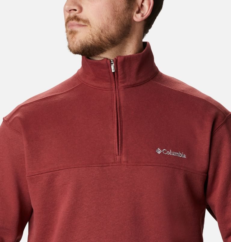 Men's Columbia Hart Mountain II Half Zip Sweatshirts Red | CA-C3L65