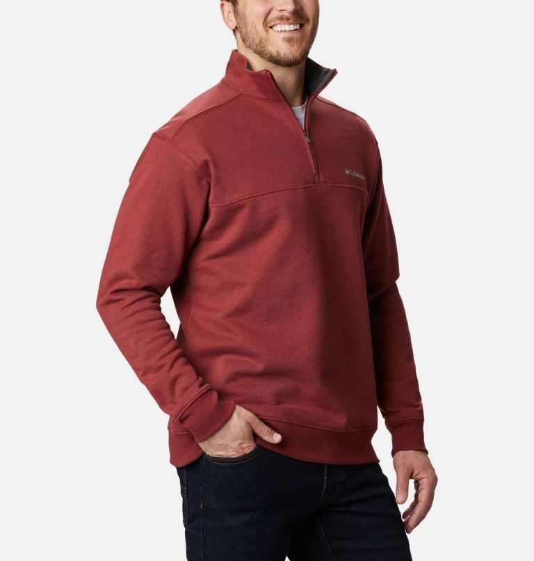 Men's Columbia Hart Mountain II Half Zip Sweatshirts Red | CA-C3L65
