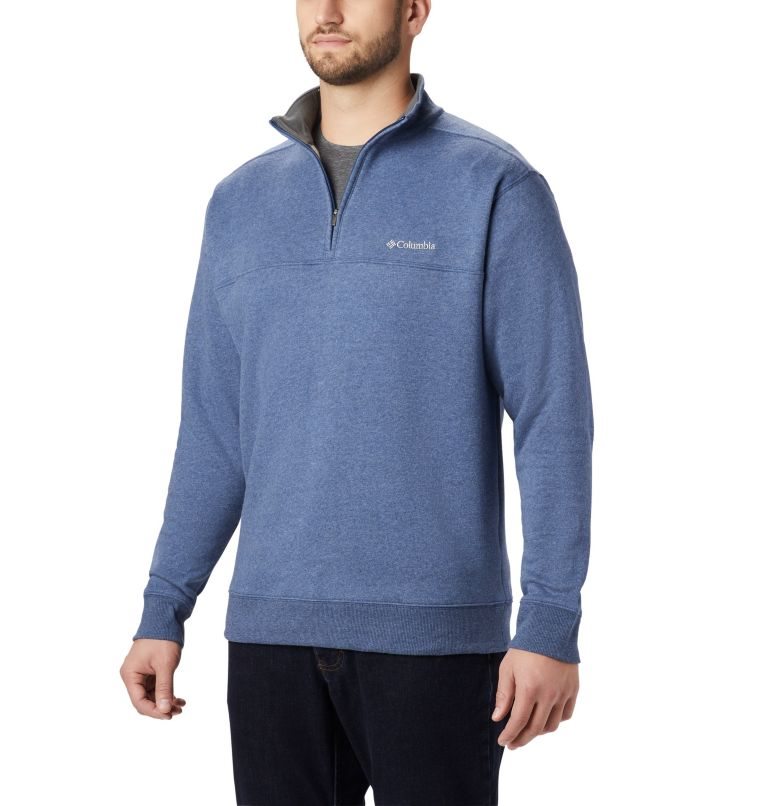 Men\'s Columbia Hart Mountain II Half Zip Sweatshirts Blue | CA-FA851