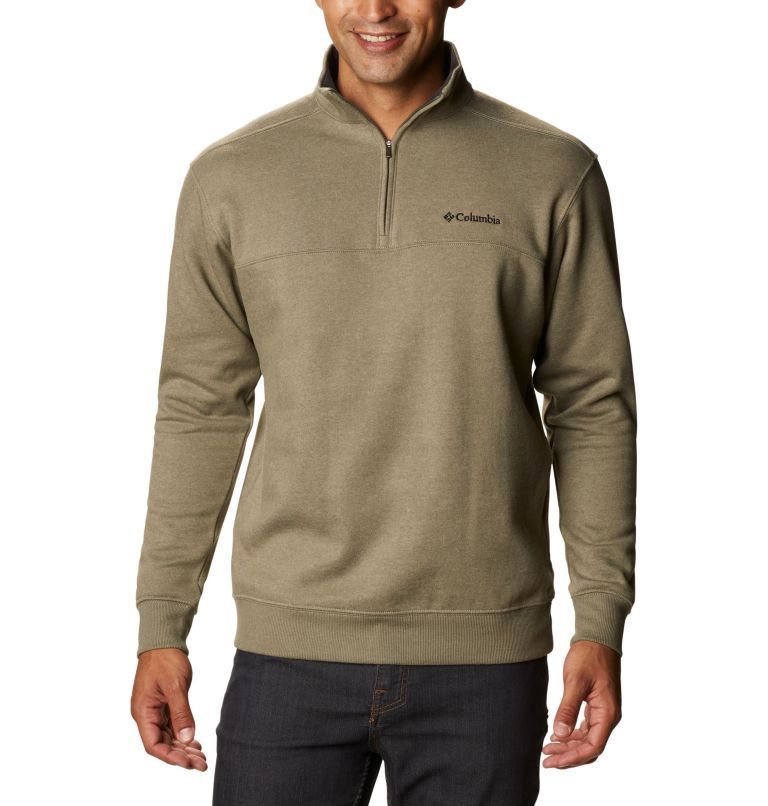 Men\'s Columbia Hart Mountain II Half Zip Sweatshirts Olive | CA-H41L0