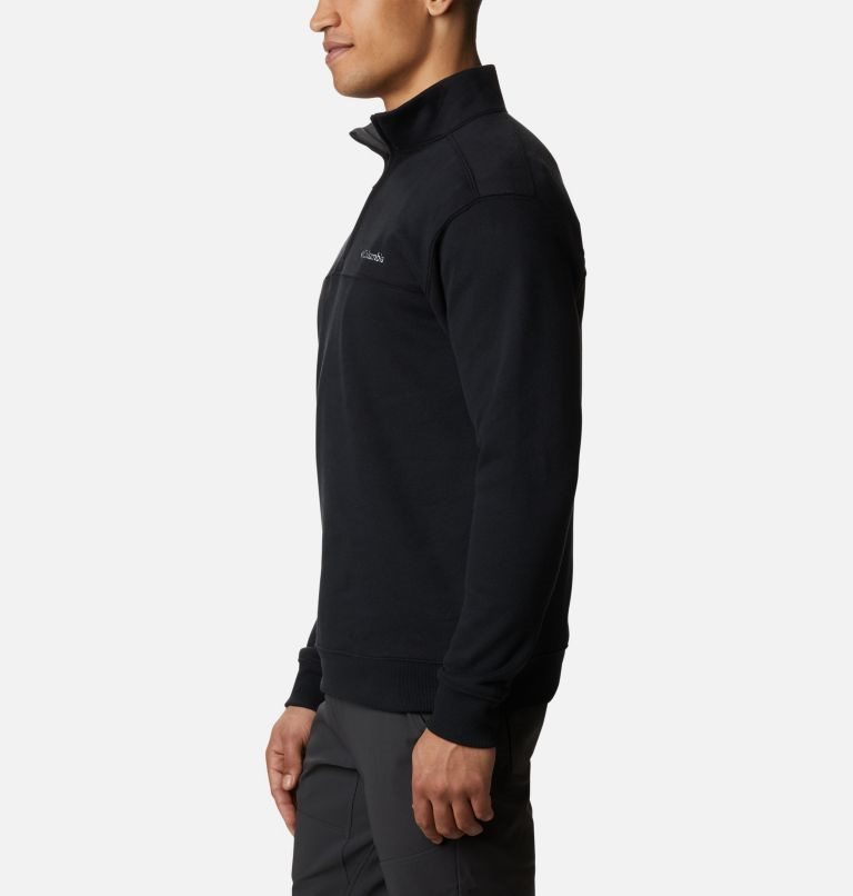 Men's Columbia Hart Mountain II Half Zip Sweatshirts Black | CA-H45L0