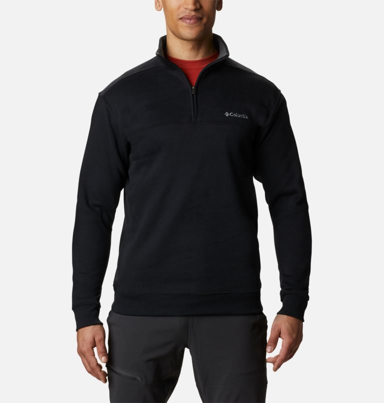 Men\'s Columbia Hart Mountain II Half Zip Sweatshirts Black | CA-H45L0