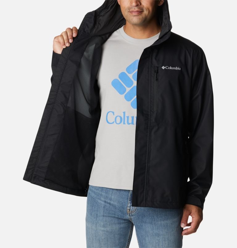 Men's Columbia Hikebound Rain Jackets Black | CA-A58C6