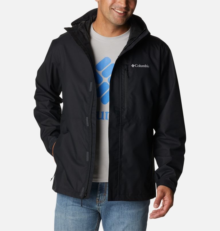 Men's Columbia Hikebound Rain Jackets Black | CA-A58C6