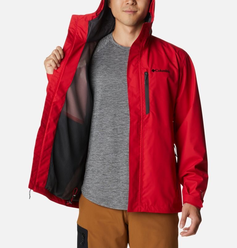 Men's Columbia Hikebound Rain Jackets Red | CA-T6A50
