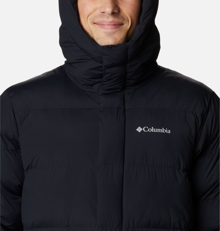 Men's Columbia Hunters Drive Long Parka Jackets Black | CA-N1L84