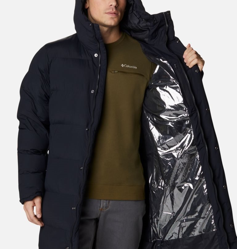 Men's Columbia Hunters Drive Long Parka Jackets Black | CA-N1L84