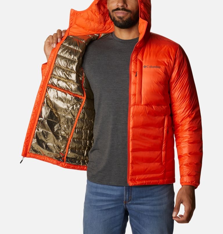 Men's Columbia Infinity Summit Omni-Heat Infinity Double Wall Hooded Down Jackets Orange | CA-D6145