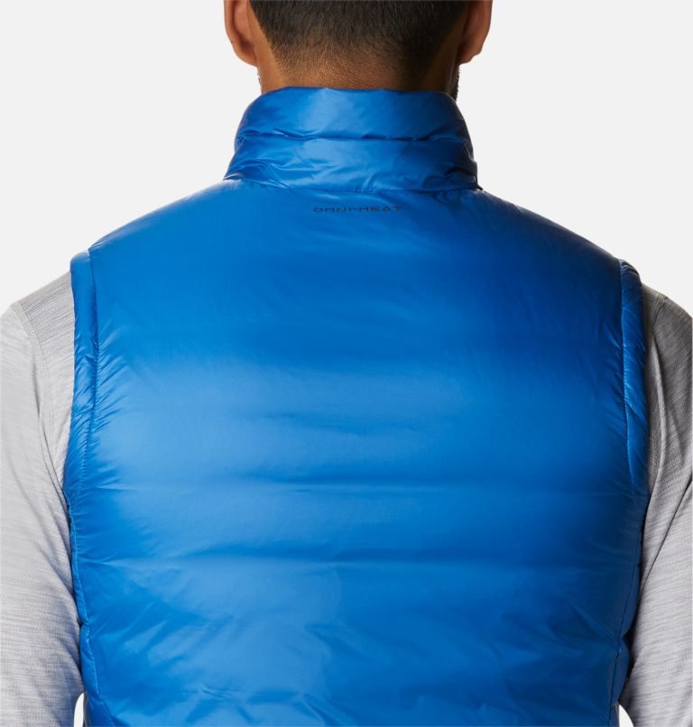 Men's Columbia Infinity Summit Omni-Heat Infinity Double Wall Down Vest Blue | CA-F406C