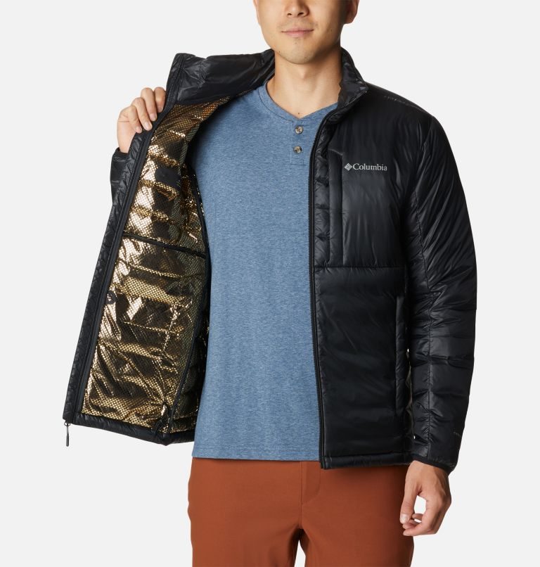 Men's Columbia Infinity Summit Omni-Heat Infinity Double Wall Down Jackets Black | CA-KLC0A
