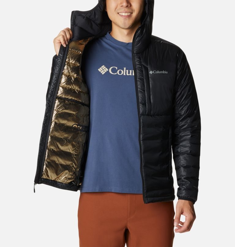 Men's Columbia Infinity Summit Omni-Heat Infinity Double Wall Hooded Down Jackets Black | CA-N60C1