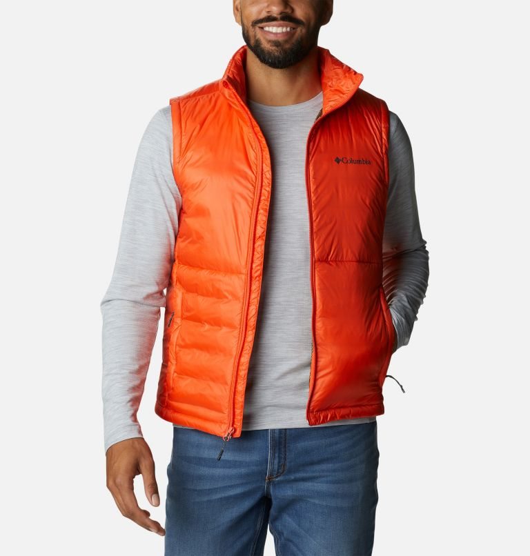 Men's Columbia Infinity Summit Omni-Heat Infinity Double Wall Down Vest Orange | CA-S6381
