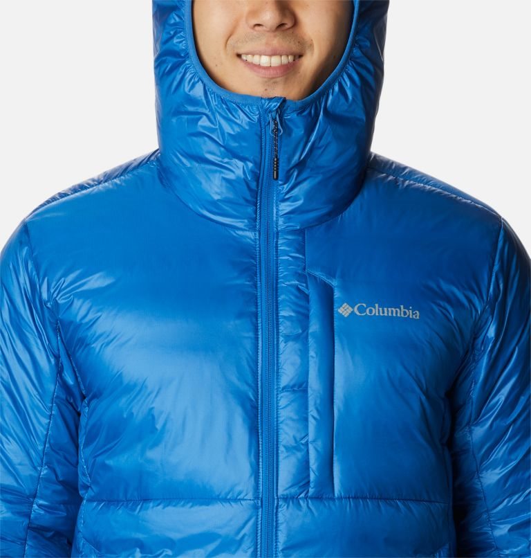 Men's Columbia Infinity Summit Omni-Heat Infinity Double Wall Hooded Down Jackets Blue | CA-Z16C4