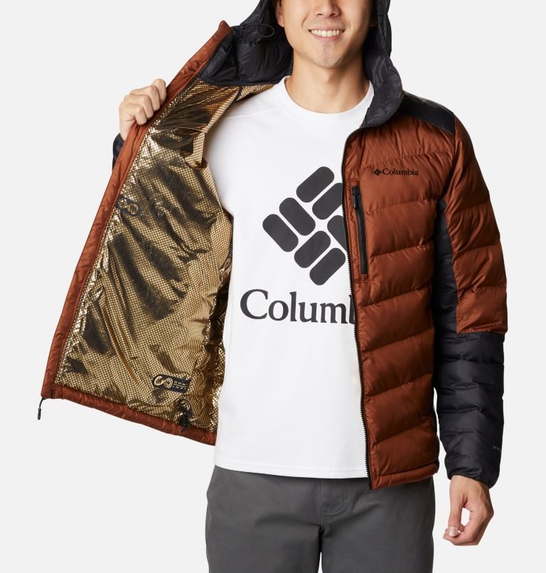 Men's Columbia Labyrinth Loop Omni-Heat Infinity Hooded Insulated Jackets Brown | CA-VAC85