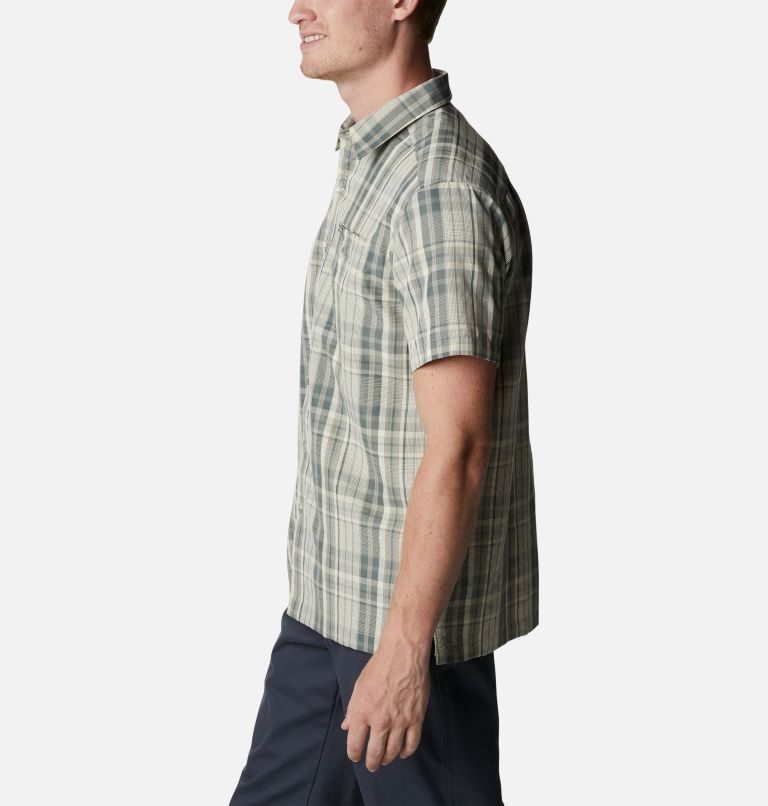 Men's Columbia Lakeside Trail Short Sleeve Shirts Grey | CA-JCA0L