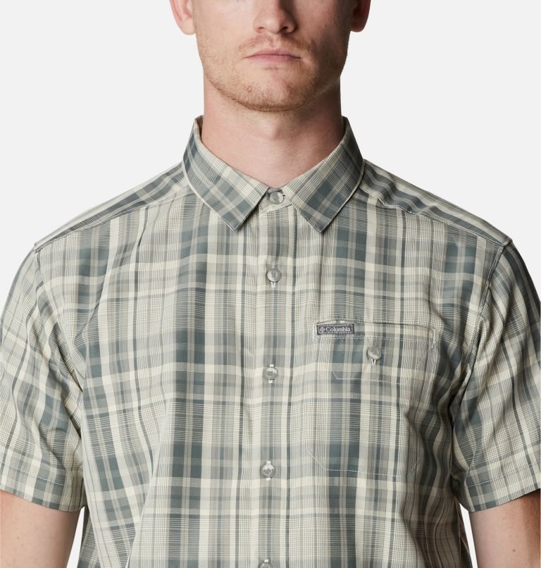 Men's Columbia Lakeside Trail Short Sleeve Shirts Grey | CA-JCA0L