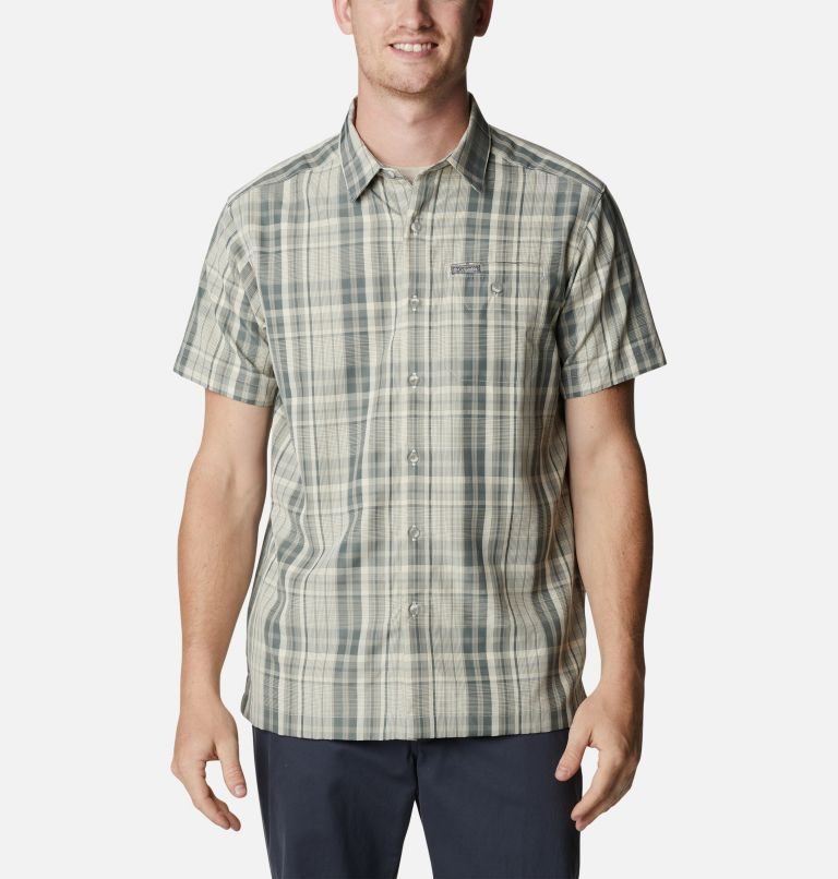 Men's Columbia Lakeside Trail Short Sleeve Shirts Grey | CA-JCA0L