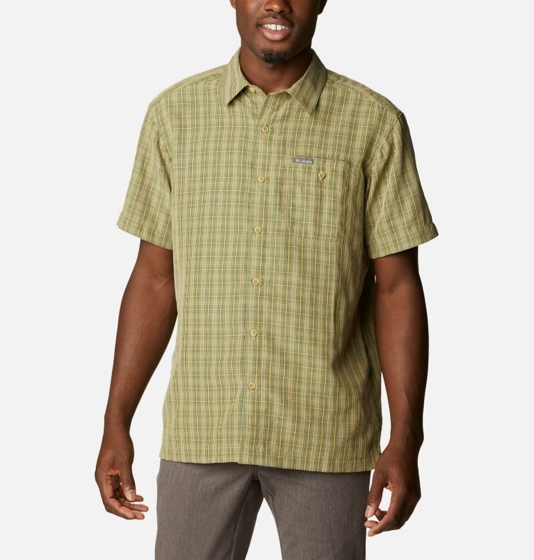 Men\'s Columbia Lakeside Trail Short Sleeve Shirts Olive | CA-R5403