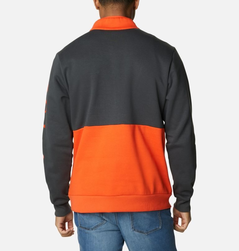 Men's Columbia Lodge Colorblock Half Zip Sweatshirts Orange / Black | CA-H6C18