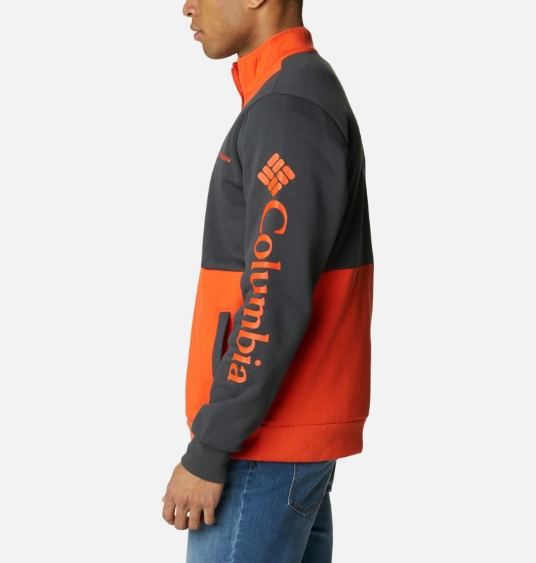 Men's Columbia Lodge Colorblock Half Zip Sweatshirts Orange / Black | CA-H6C18