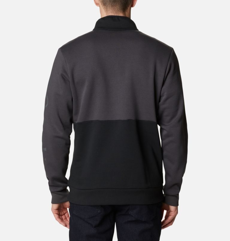 Men's Columbia Lodge Colorblock Half Zip Sweatshirts Black | CA-W6408