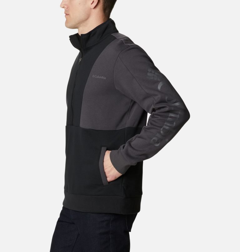 Men's Columbia Lodge Colorblock Half Zip Sweatshirts Black | CA-W6408