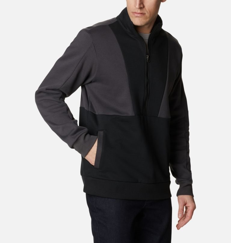 Men's Columbia Lodge Colorblock Half Zip Sweatshirts Black | CA-W6408