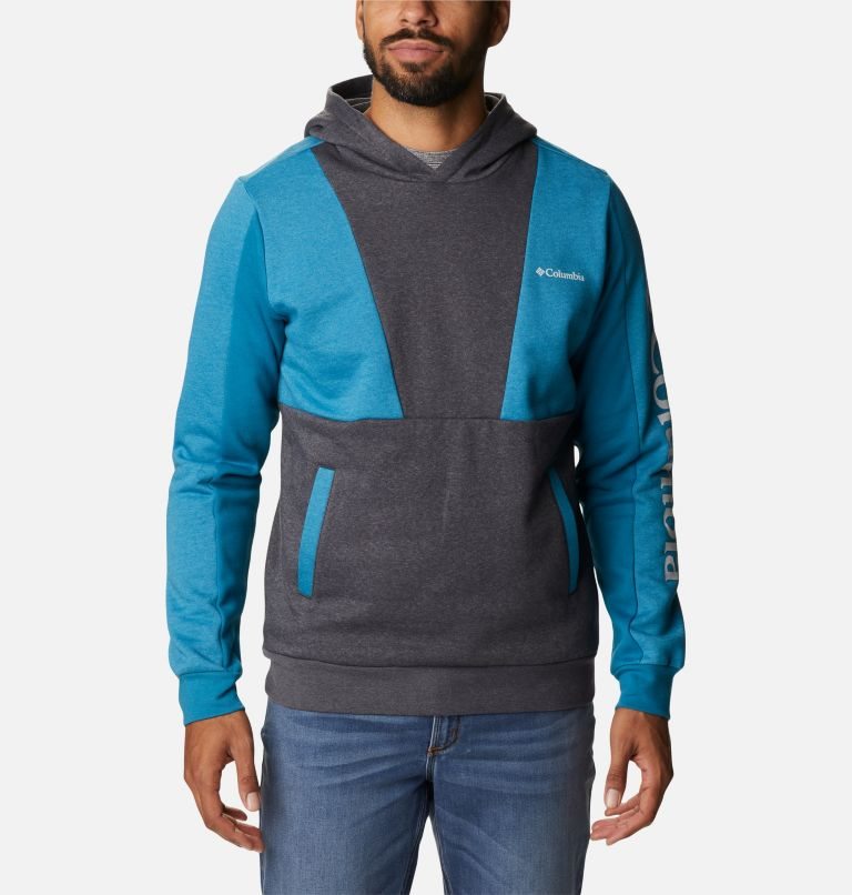 Men\'s Columbia Lodge Colorblock Hoodie Blue / Black | CA-CC4A0